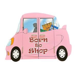 Vroom Born to Shop Pink Key Rack Cabinet Whimsical Car